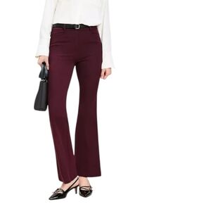 Loft Sutton Flare Wide Leg Pants High Waisted Corpcore Deep Burgundy Women Large
